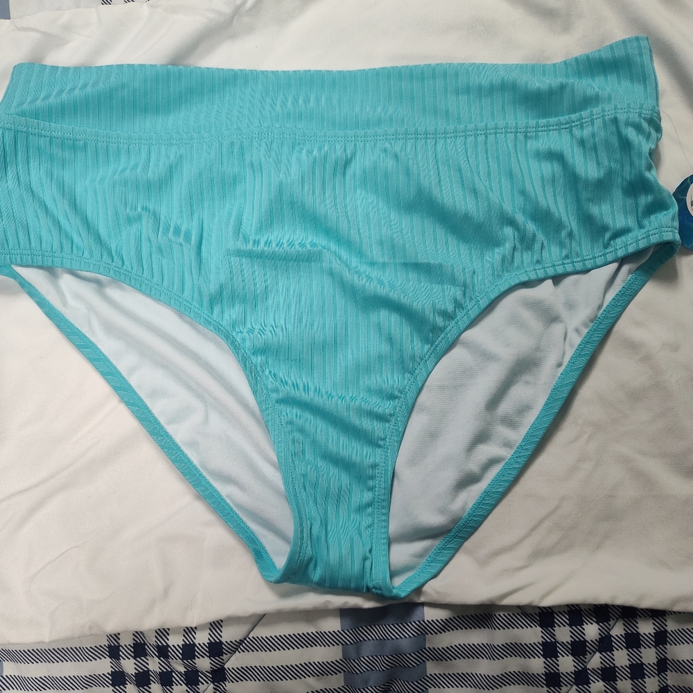Decree Turquoise Ribbed Tankini - Picture 4 of 6